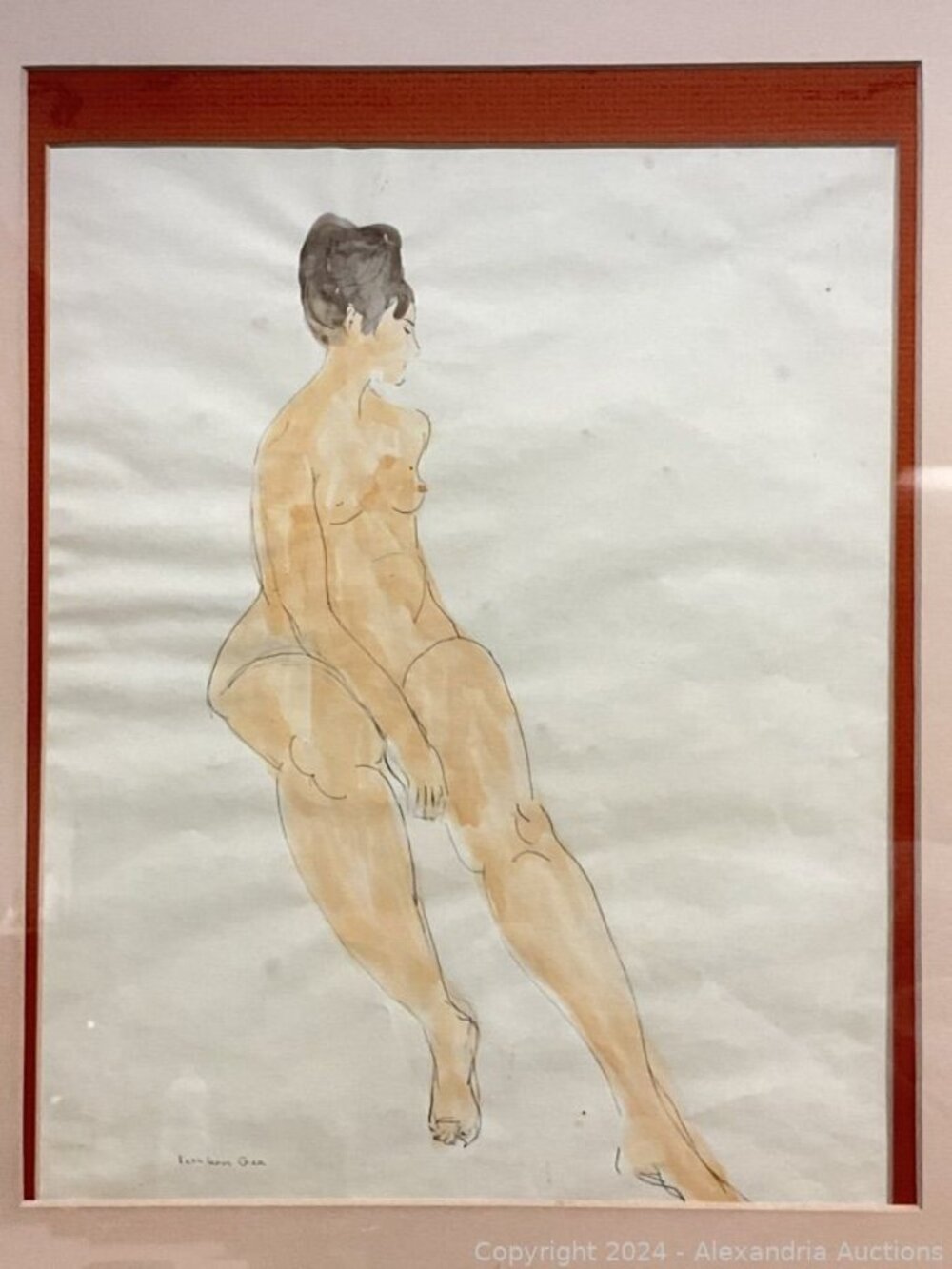 Kathleen Gee watercolor of a nude signed original framed